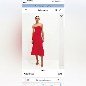 Reformation Size 12 Arta Dress Red/Poinsetta